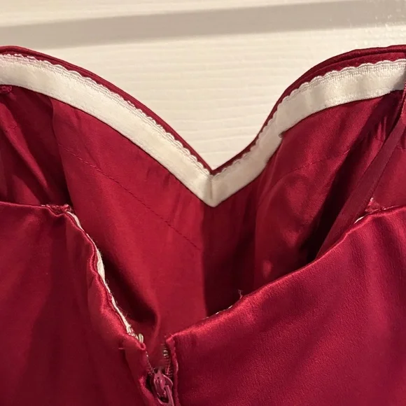 Allure Bridesmaids Strapless Dress in Wine/Burgundy - Picture 5 of 6